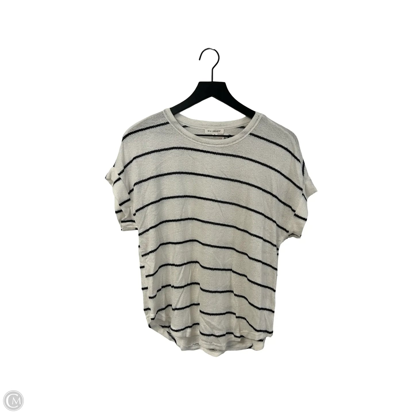 Top Short Sleeve By Blu Pepper In Blue & White, Size: S