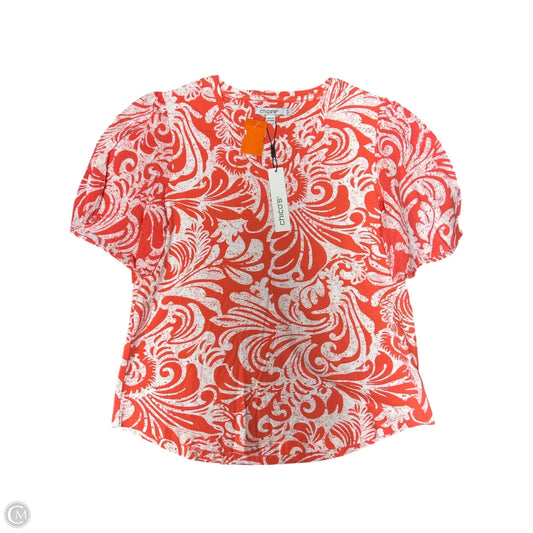 Top Short Sleeve By Chicos In Orange & White, Size: S
