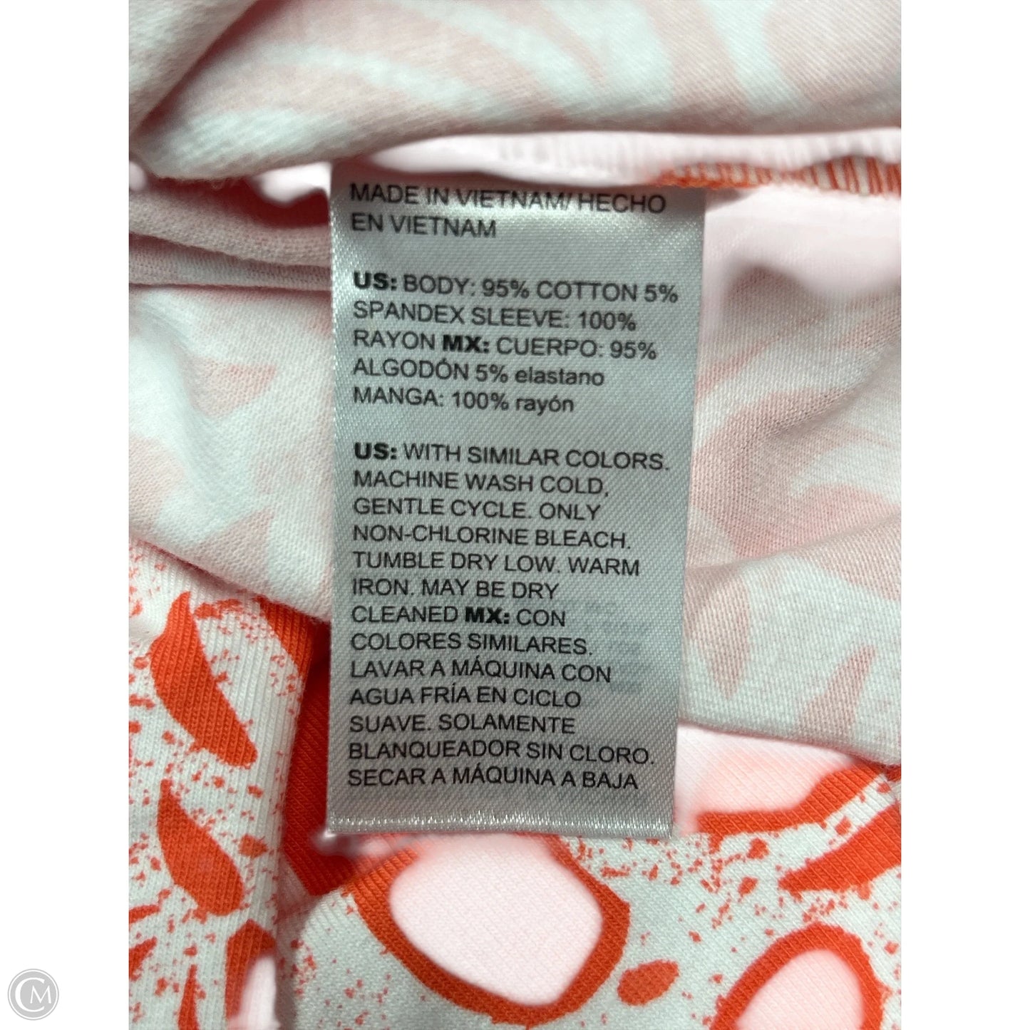 Top Short Sleeve By Chicos In Orange & White, Size: S