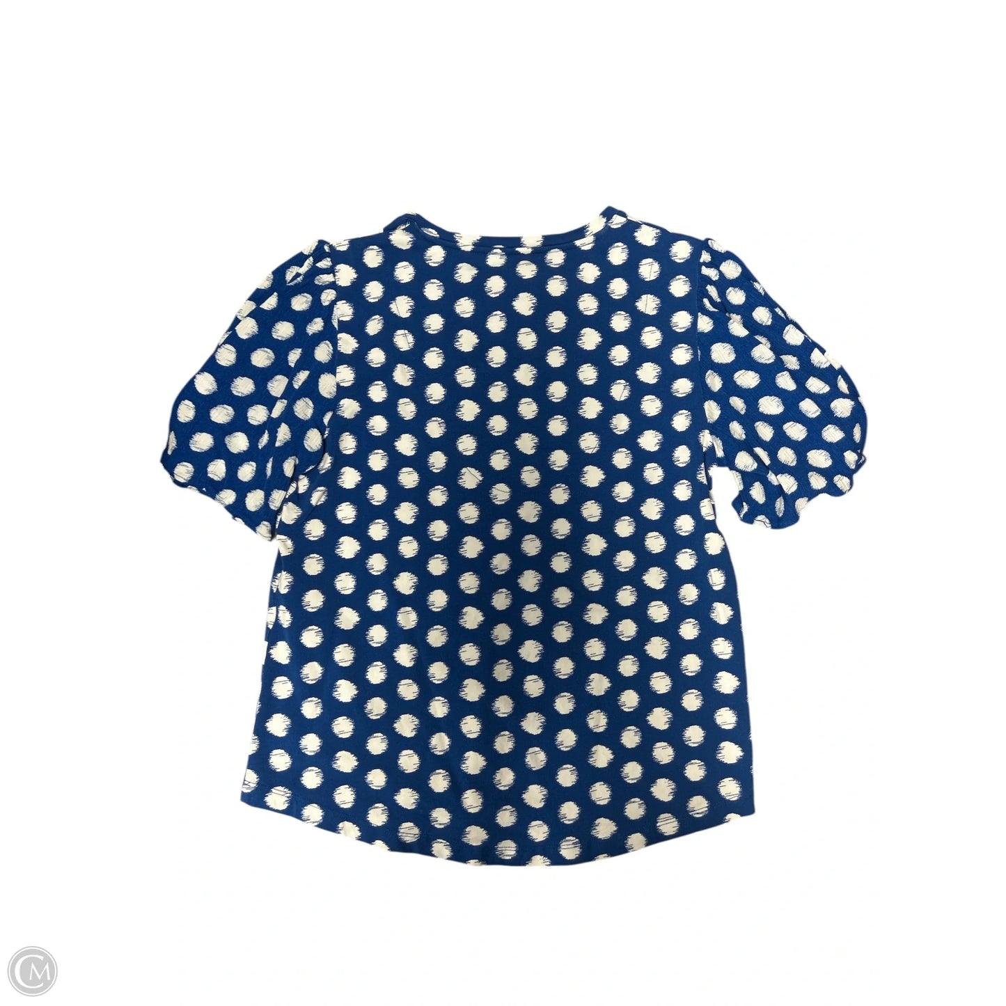 Top Short Sleeve By Chicos In Blue & White, Size: S