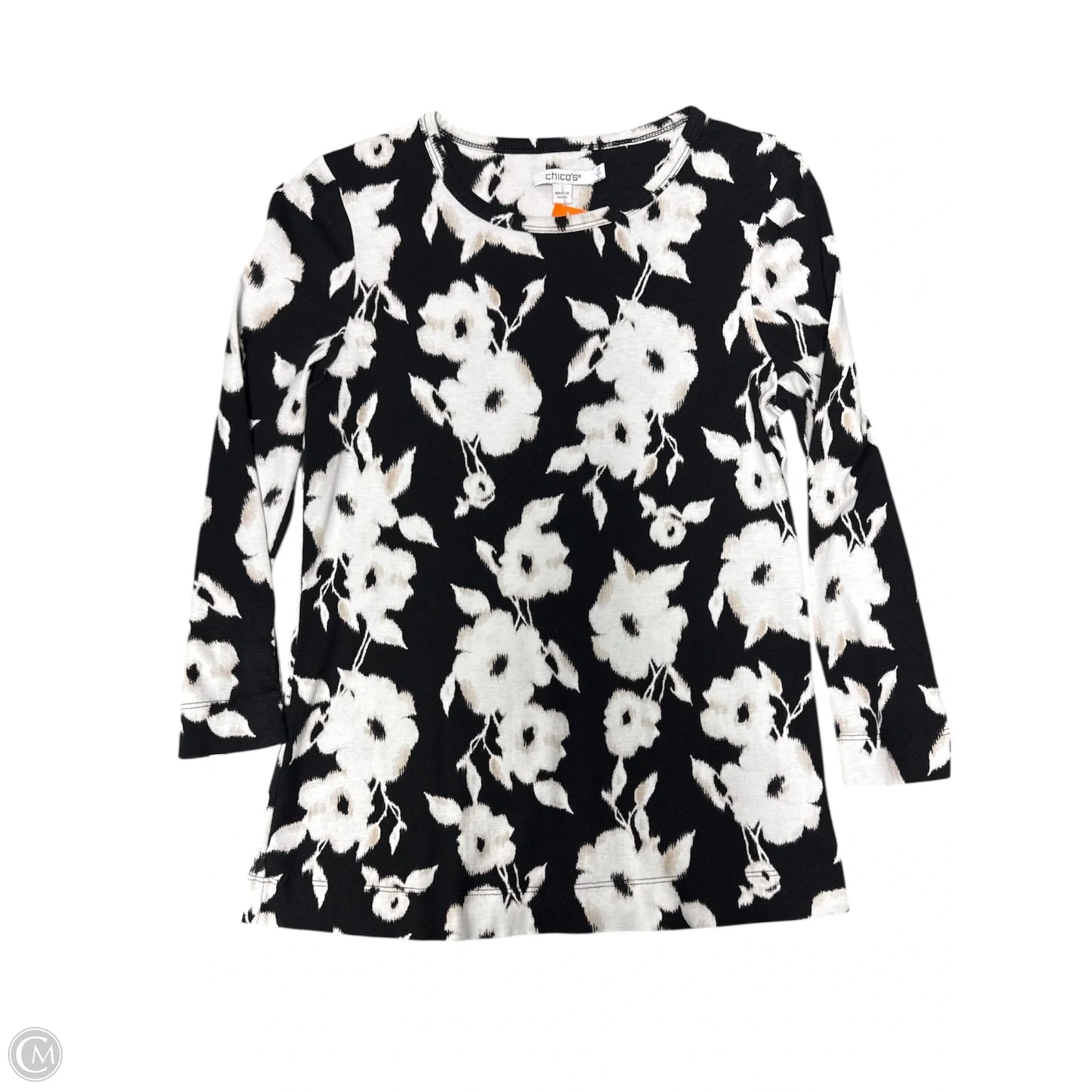 Top Long Sleeve By Chicos In Black & White, Size: S