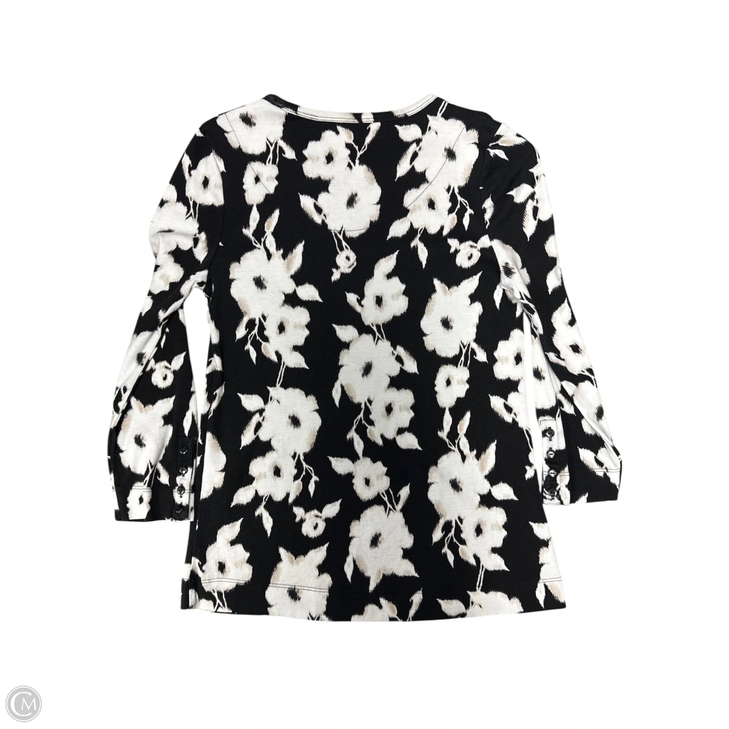 Top Long Sleeve By Chicos In Black & White, Size: S