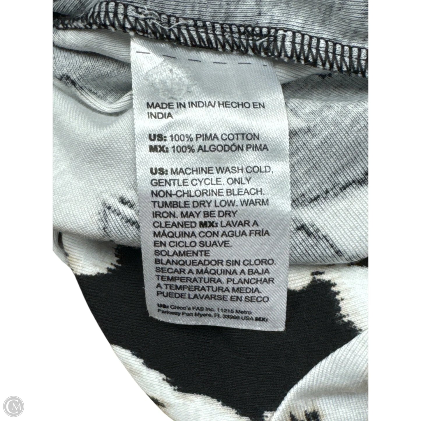 Top Long Sleeve By Chicos In Black & White, Size: S