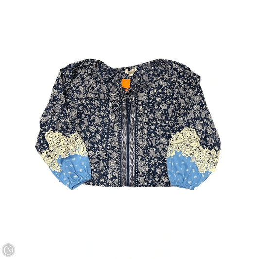 Top Long Sleeve By Loft In Blue & White, Size: S
