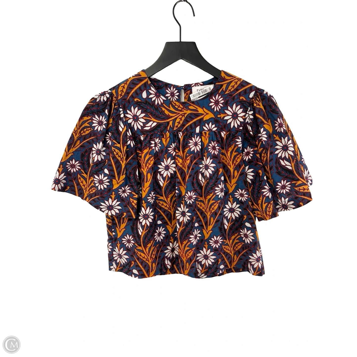 Top Short Sleeve By Evereve In Blue & Yellow, Size: Xs