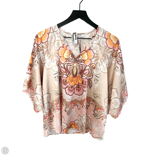 Top 3/4 Sleeve By Chicos In Tan & Yellow, Size: 4