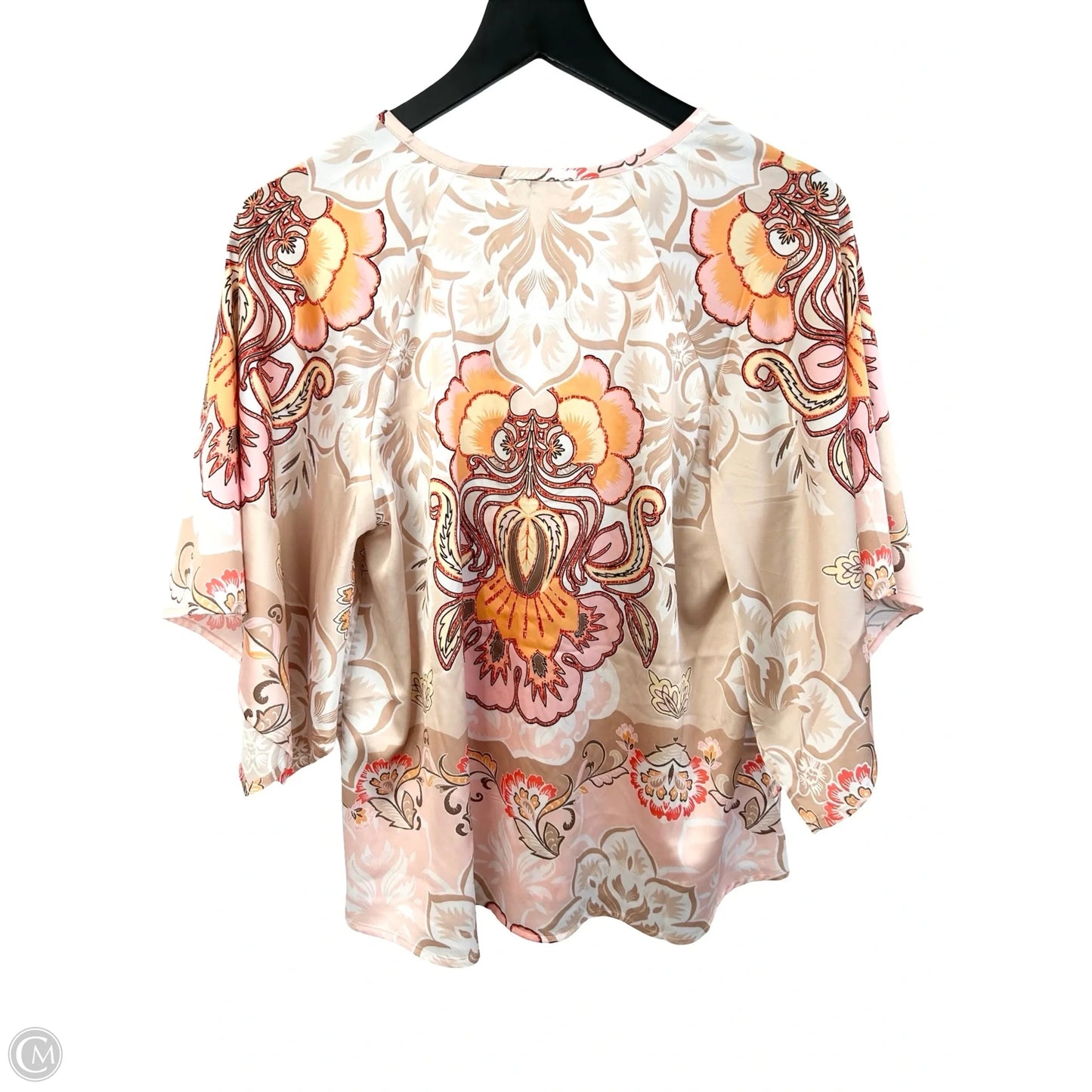 Top 3/4 Sleeve By Chicos In Tan & Yellow, Size: 4