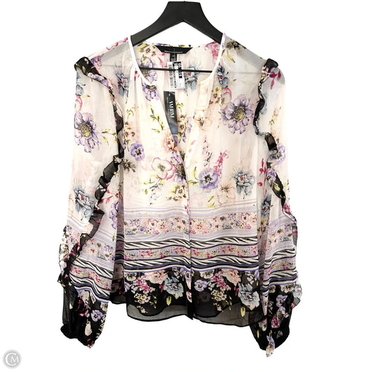 Top Long Sleeve By White House Black Market In Floral Print, Size: S