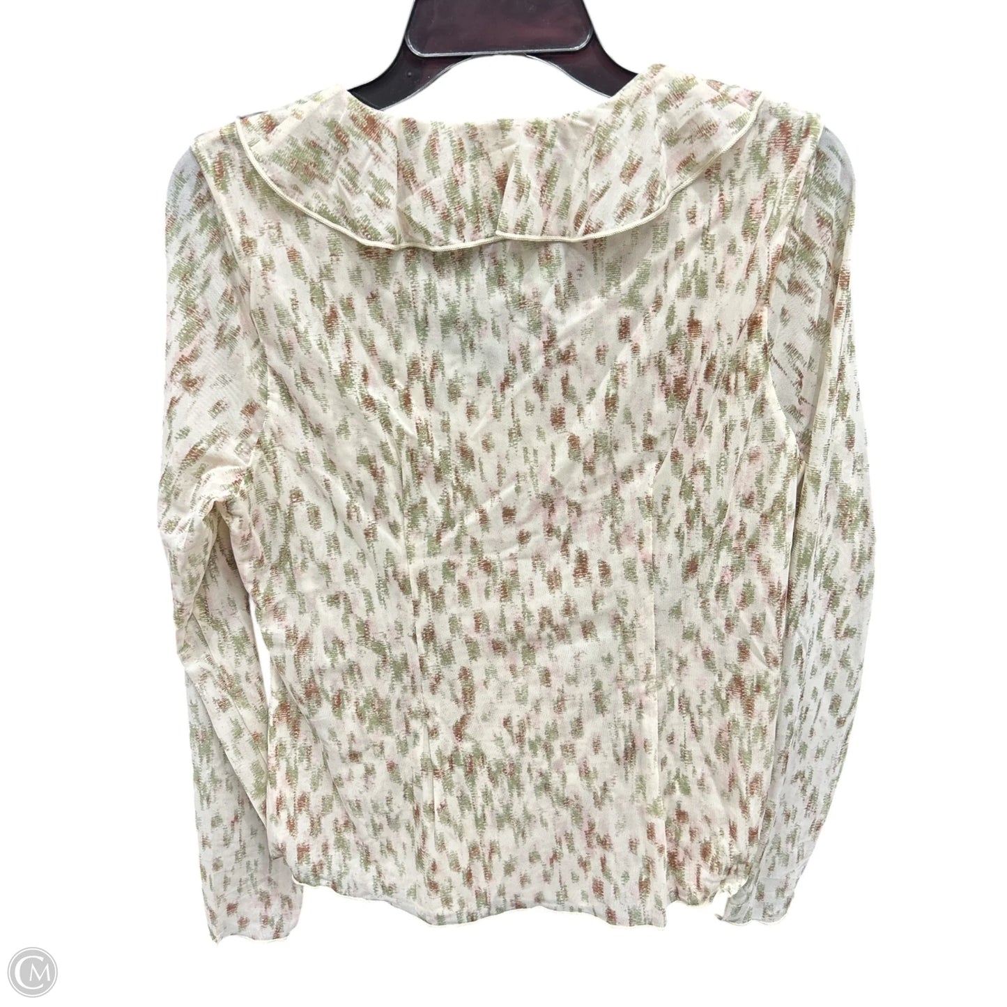 Top Long Sleeve By Cabi In Cream & Green, Size: M