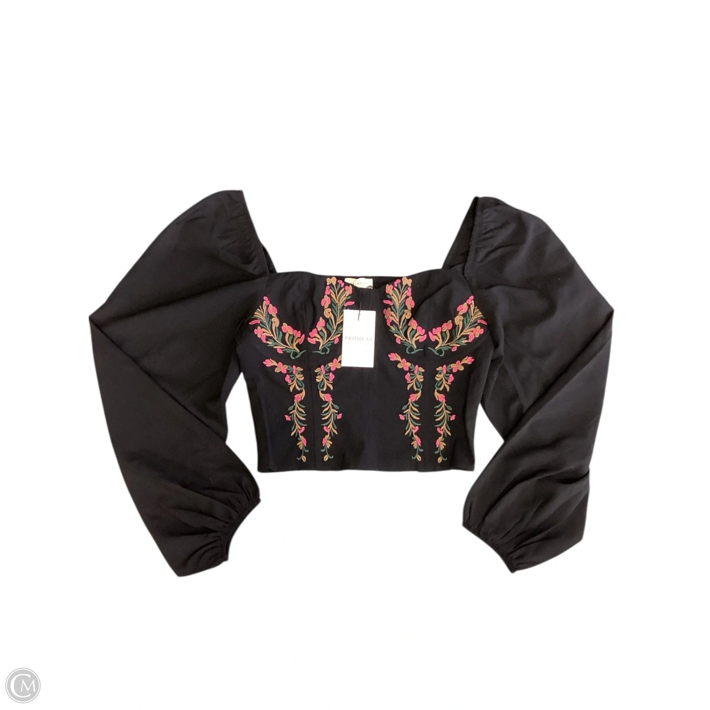 Top Long Sleeve By Promesa In Black, Size: L