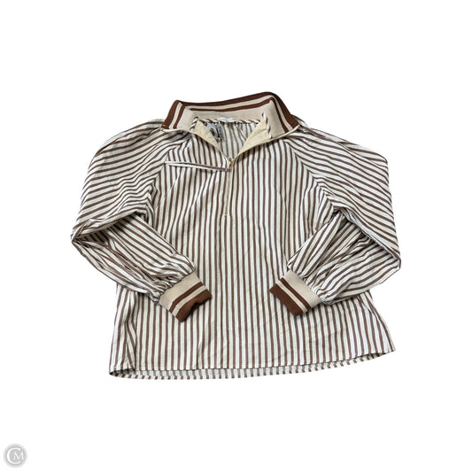 Blouse Short Sleeve By Entro In Tan and Brown, Size: M