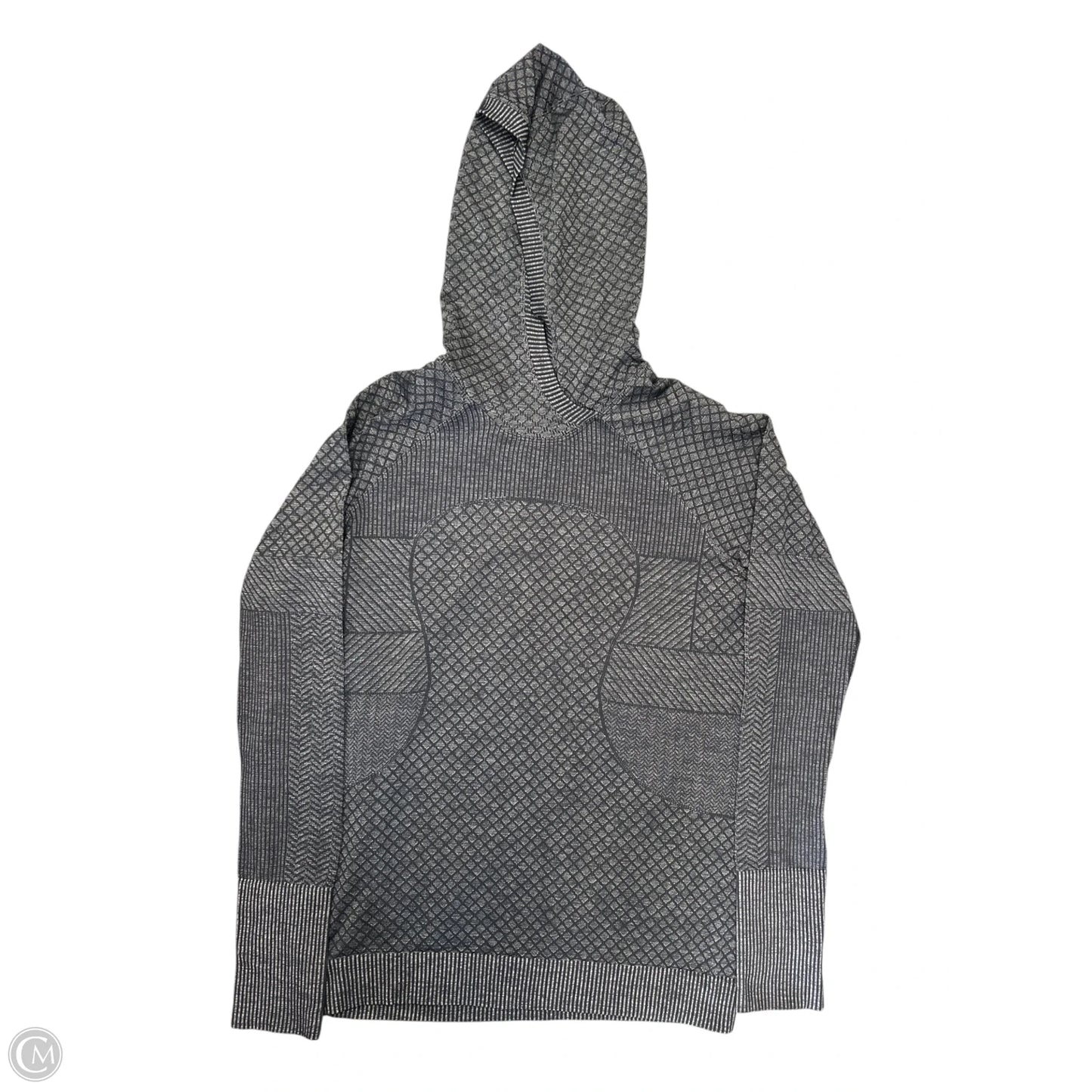 Athletic Top Long Sleeve Hoodie By Lululemon In Black & Grey, Size: 12
