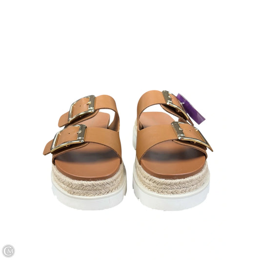 Sandals Heels Platform By Madden Girl In Tan, Size: 9
