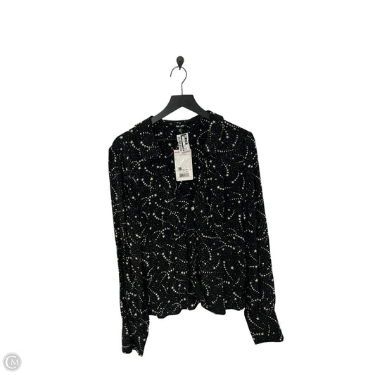 Blouse Long Sleeve By Cmb In Black & White, Size: 16