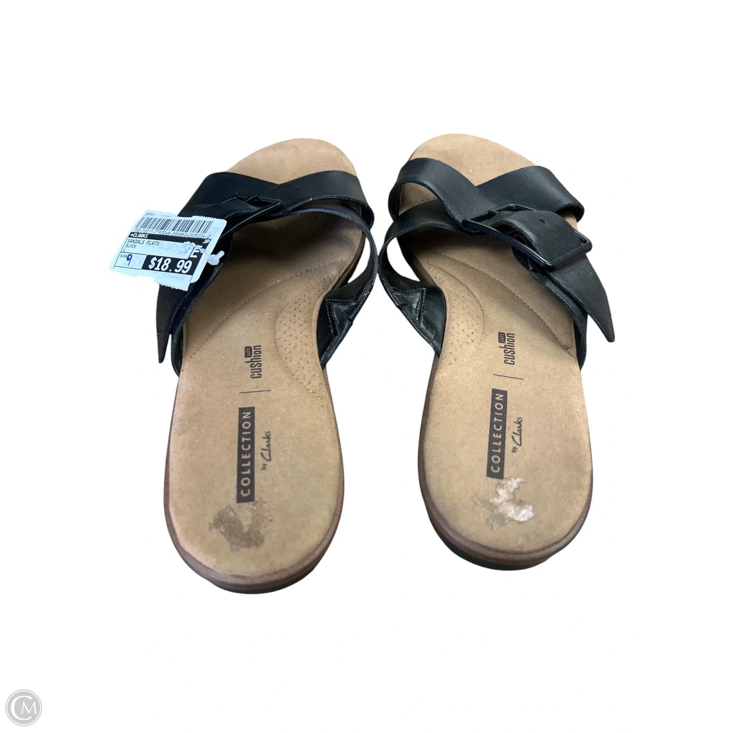Sandals Flats By Clarks In Black, Size: L