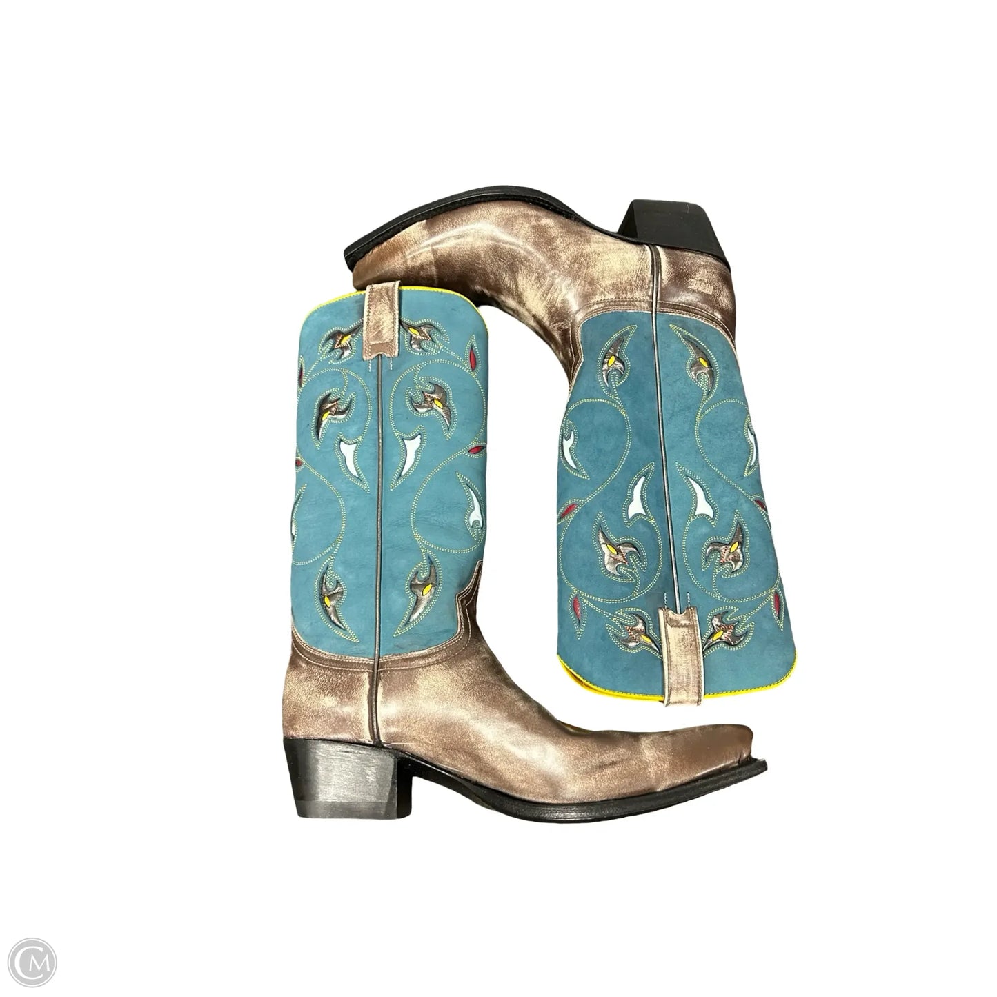 Boots Designer By Frye In Blue & Brown, Size: 8