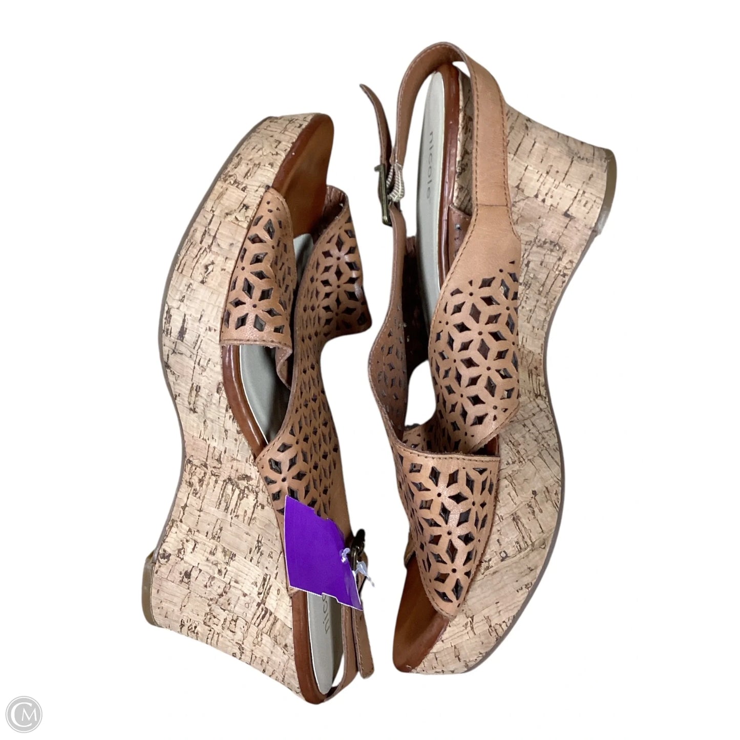 Shoes Heels Wedge By Nicole In Brown, Size: 9.5