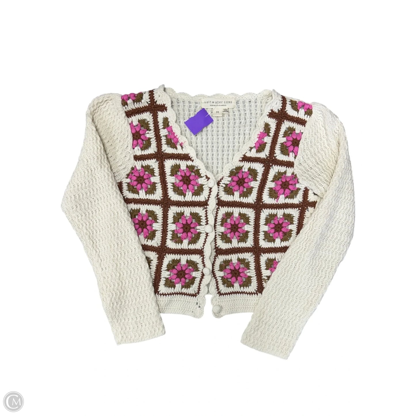 Sweater Cardigan By Saltwater Luxe In Cream, Size: M