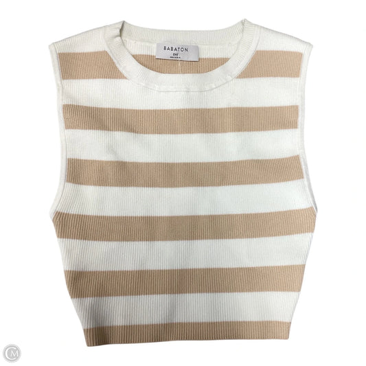 Top Sleeveless By Babaton In Tan & White, Size: Xxs