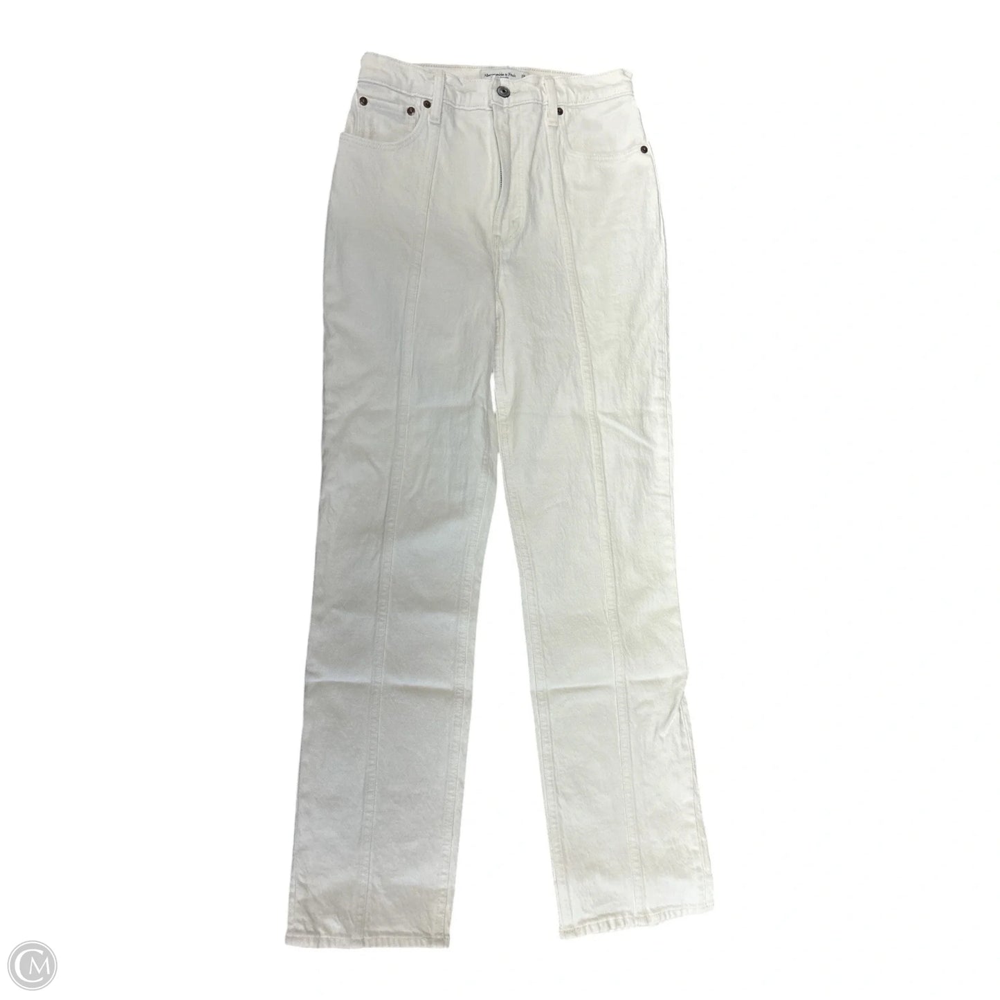 Jeans Straight By Abercrombie And Fitch In Cream Denim, Size: 0