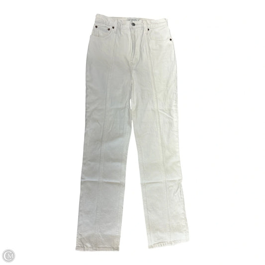 Jeans Straight By Abercrombie And Fitch In Cream Denim, Size: 0