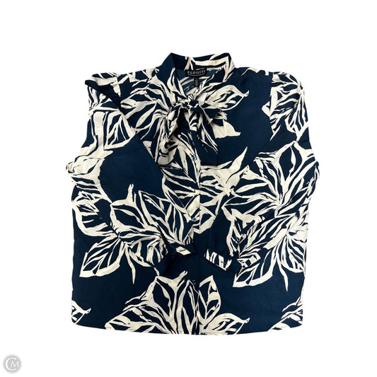 Blouse Long Sleeve By Eloquii In Blue & White, Size: 20