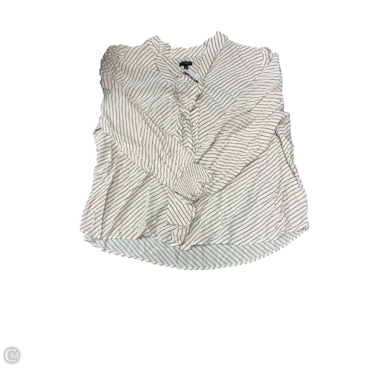 Blouse Long Sleeve By Talbots In Tan & White, Size: 2x