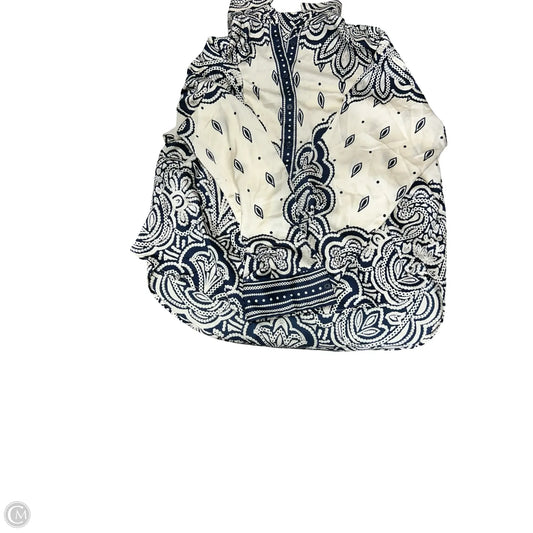 Blouse Long Sleeve By Loft In Blue & Cream, Size: Xxl