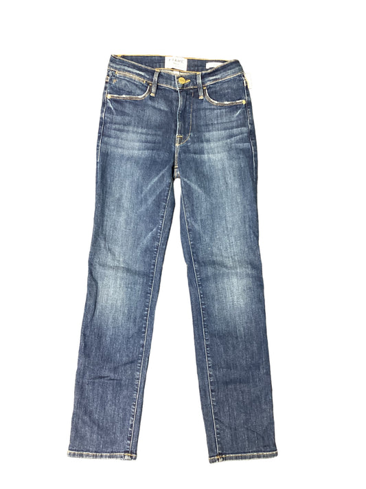 Blue Denim Jeans Straight Frame, Size 0