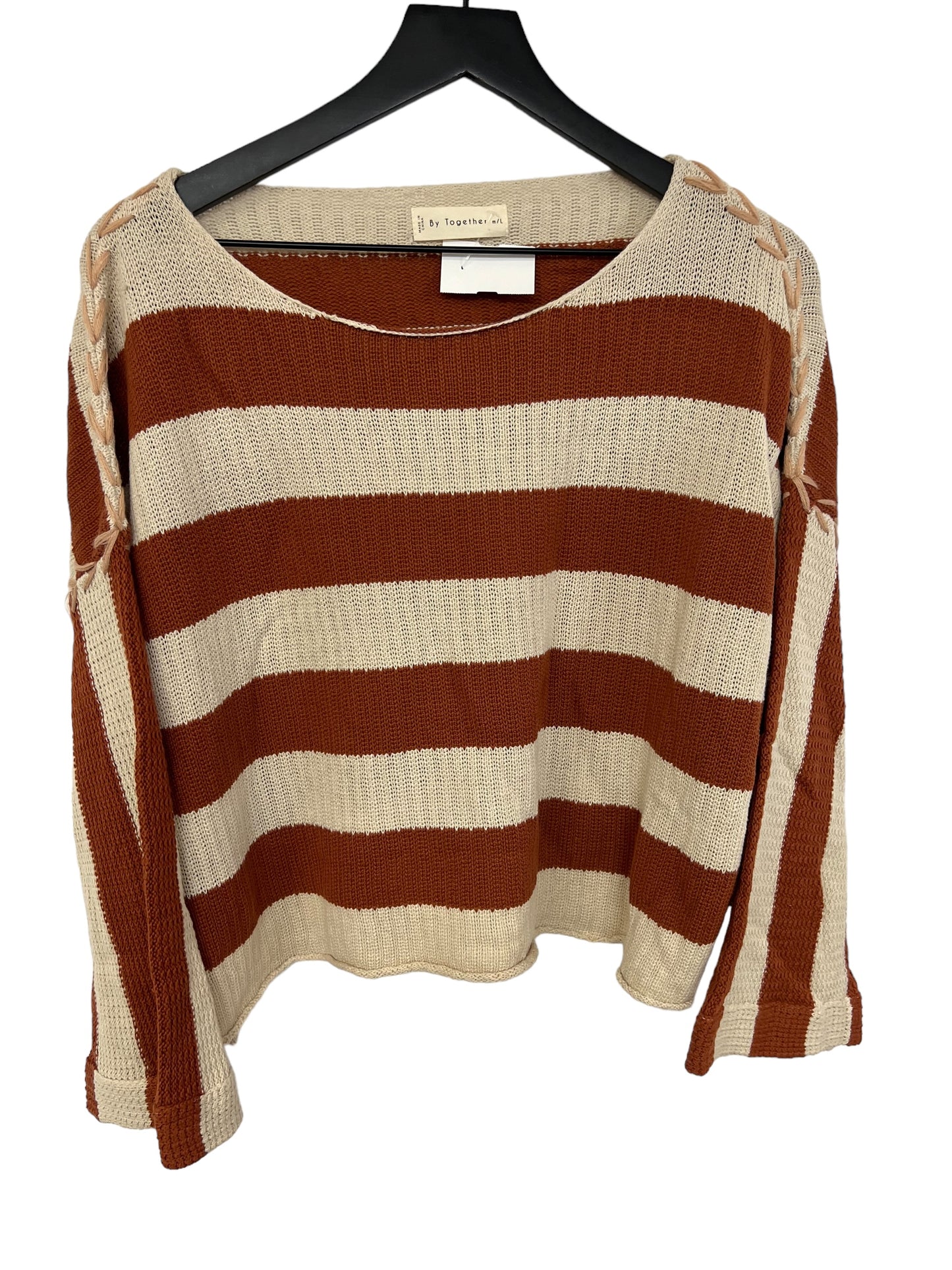 Sweater By By Together In Orange & White, Size: M