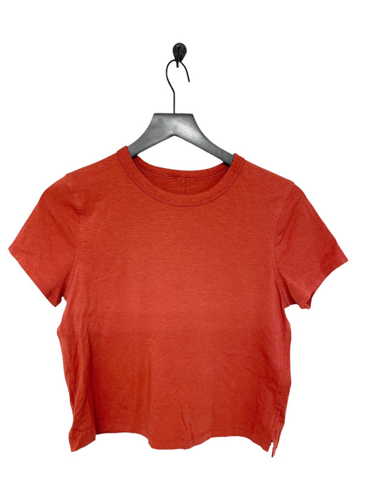 Athletic Top Short Sleeve By Lululemon In Orange, Size: 0