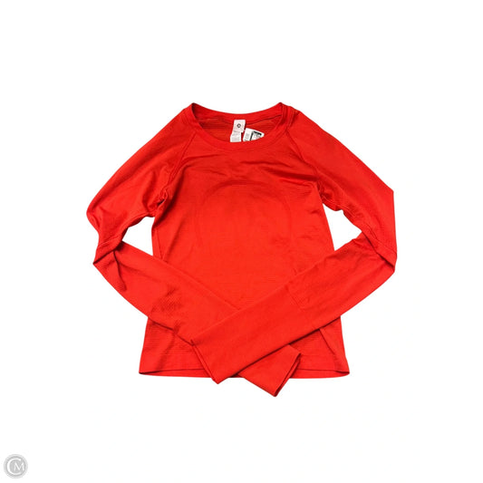 Athletic Top Long Sleeve Collar By Lululemon In Orange, Size: 2