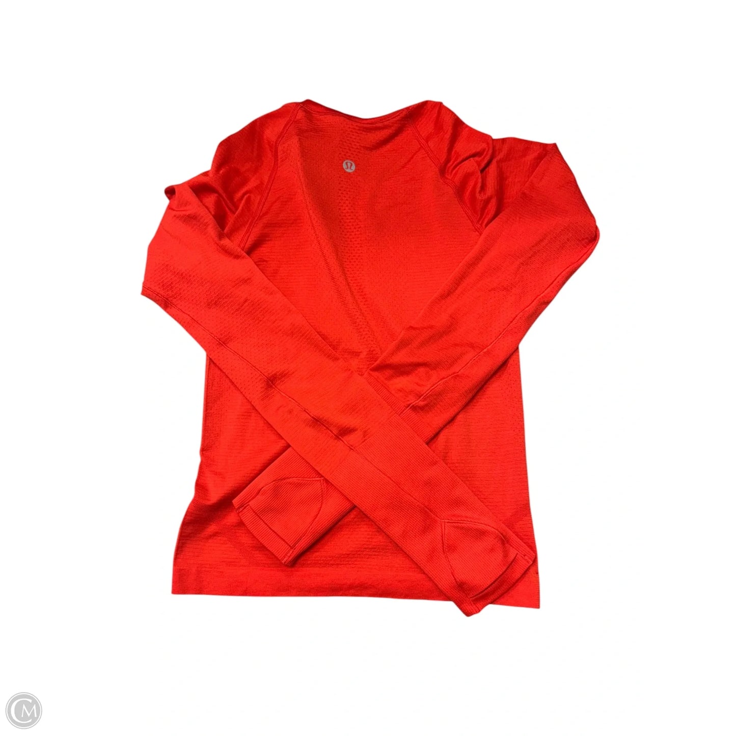 Athletic Top Long Sleeve Collar By Lululemon In Orange, Size: 2