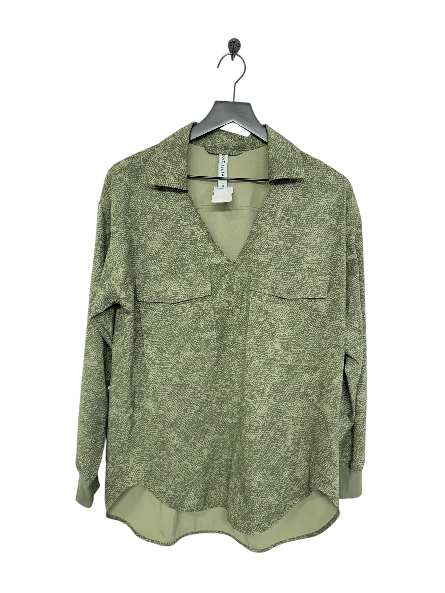 Blouse Long Sleeve By Athleta In Green, Size: M