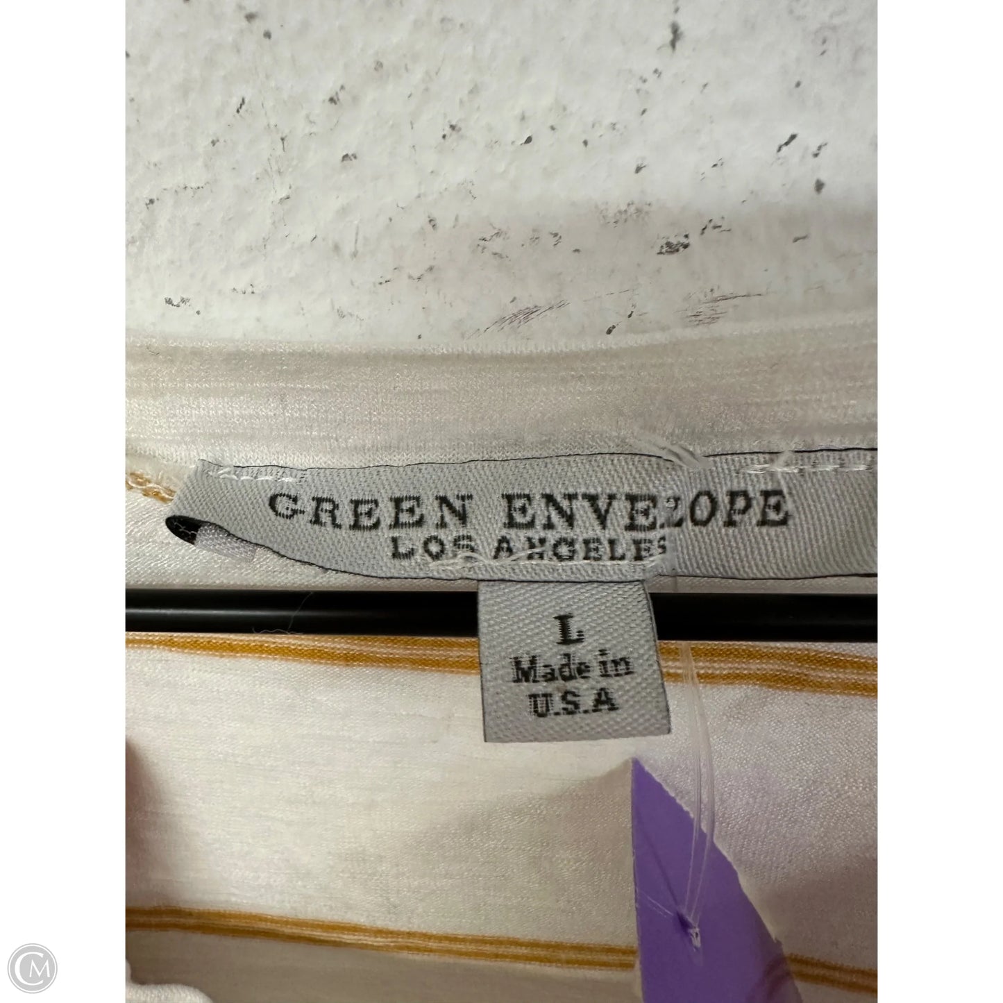 Top Short Sleeve Basic By Green Envelope In Striped Pattern, Size: L