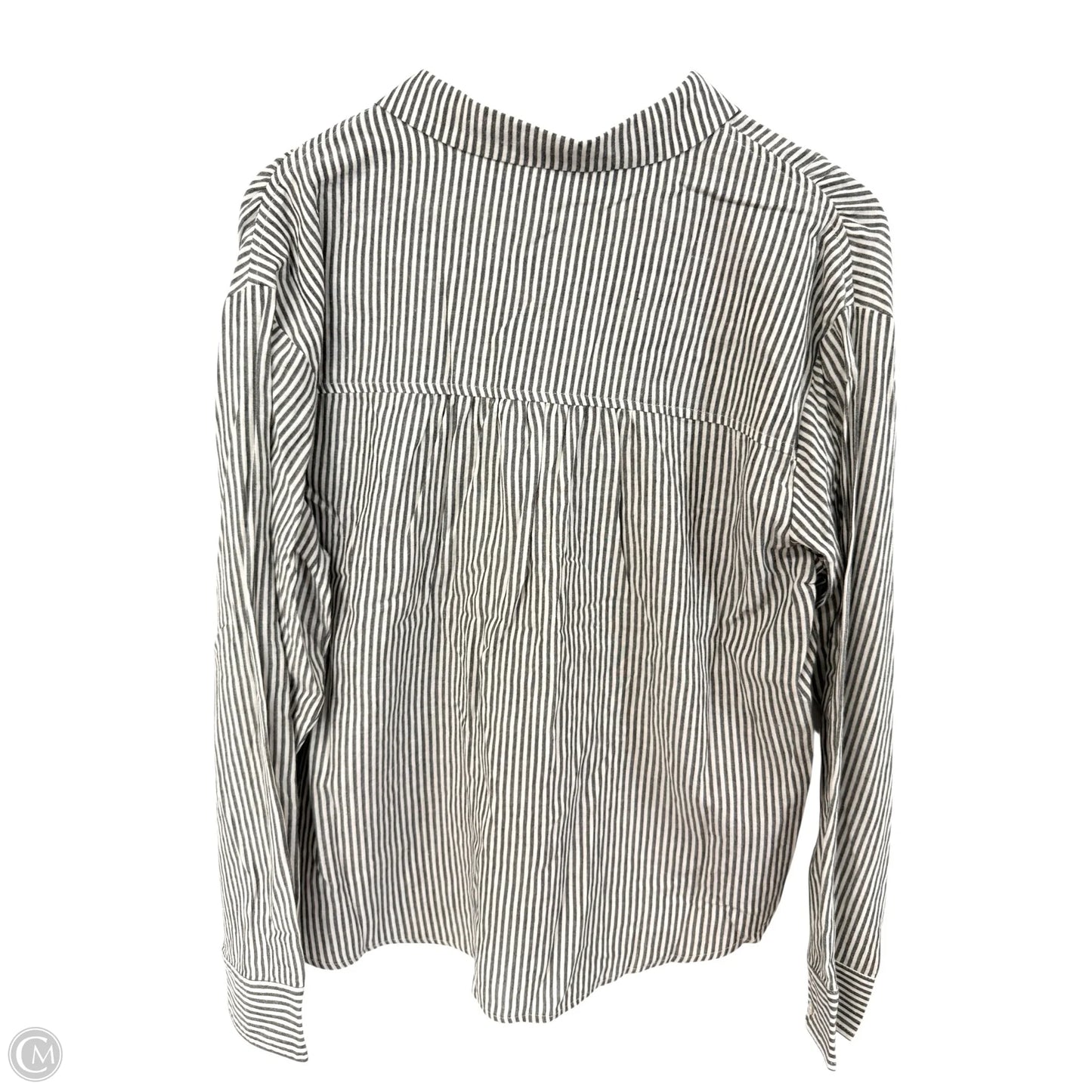 Blouse Long Sleeve By Clothes Mentor In Grey & White, Size: L