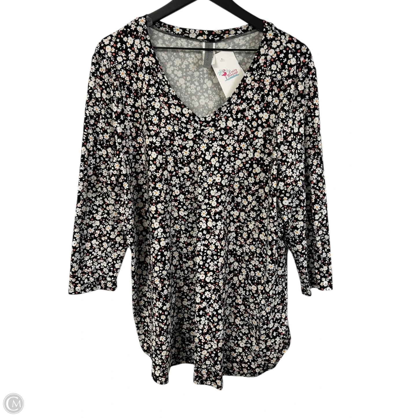 Top 3/4 Sleeve By Honeyme In Floral Print, Size: Xl