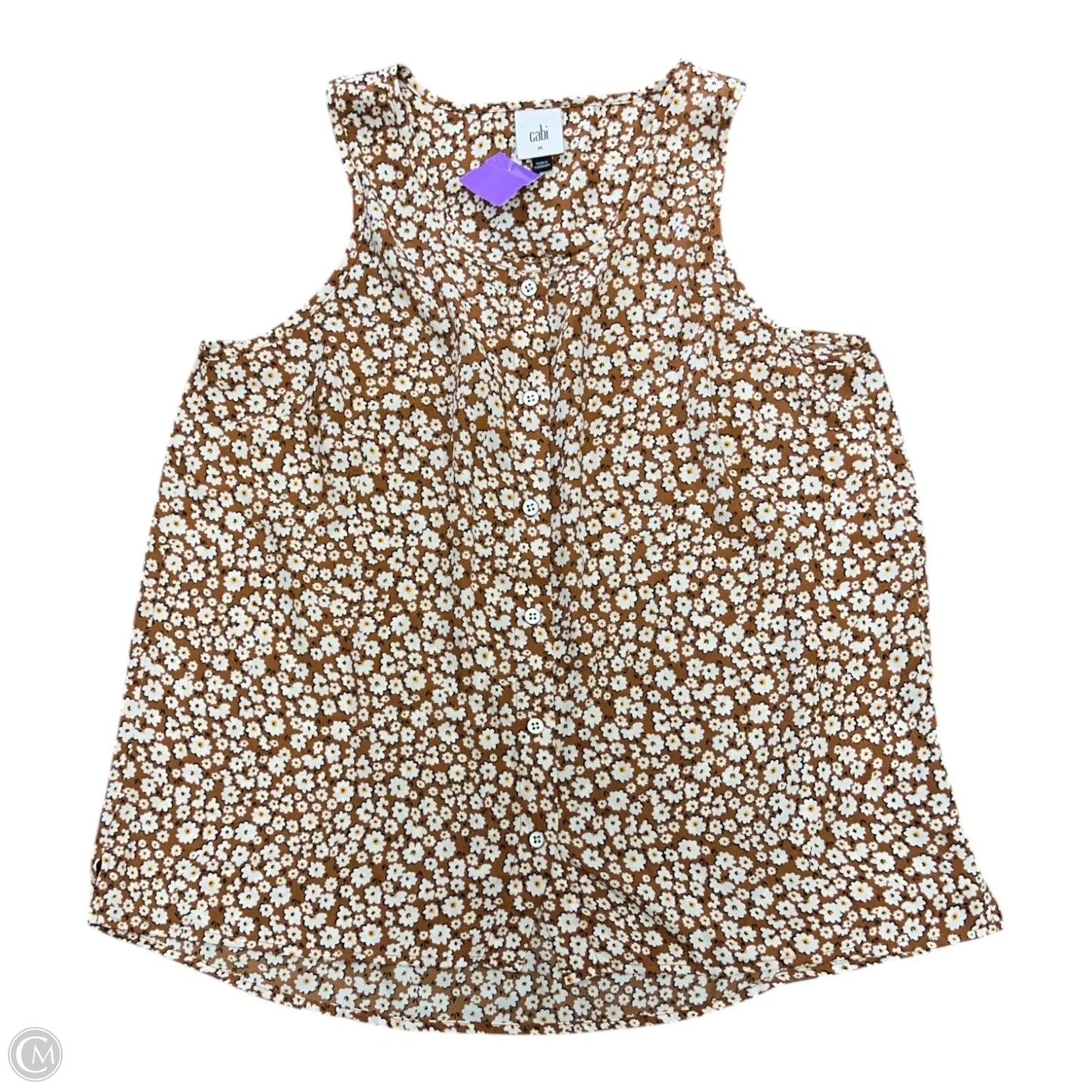 Top Sleeveless By Cabi In Floral Print, Size: M