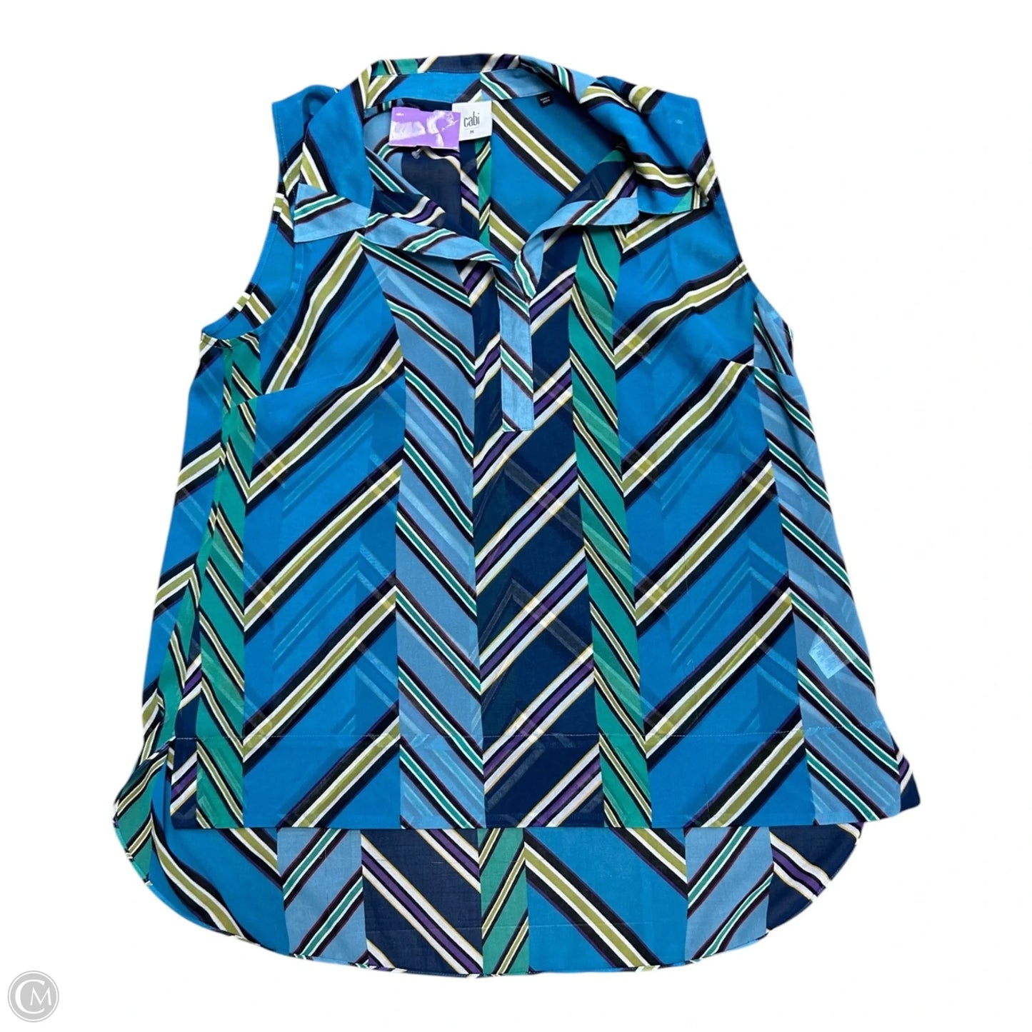 Top Sleeveless By Cabi In Blue & Green, Size: M