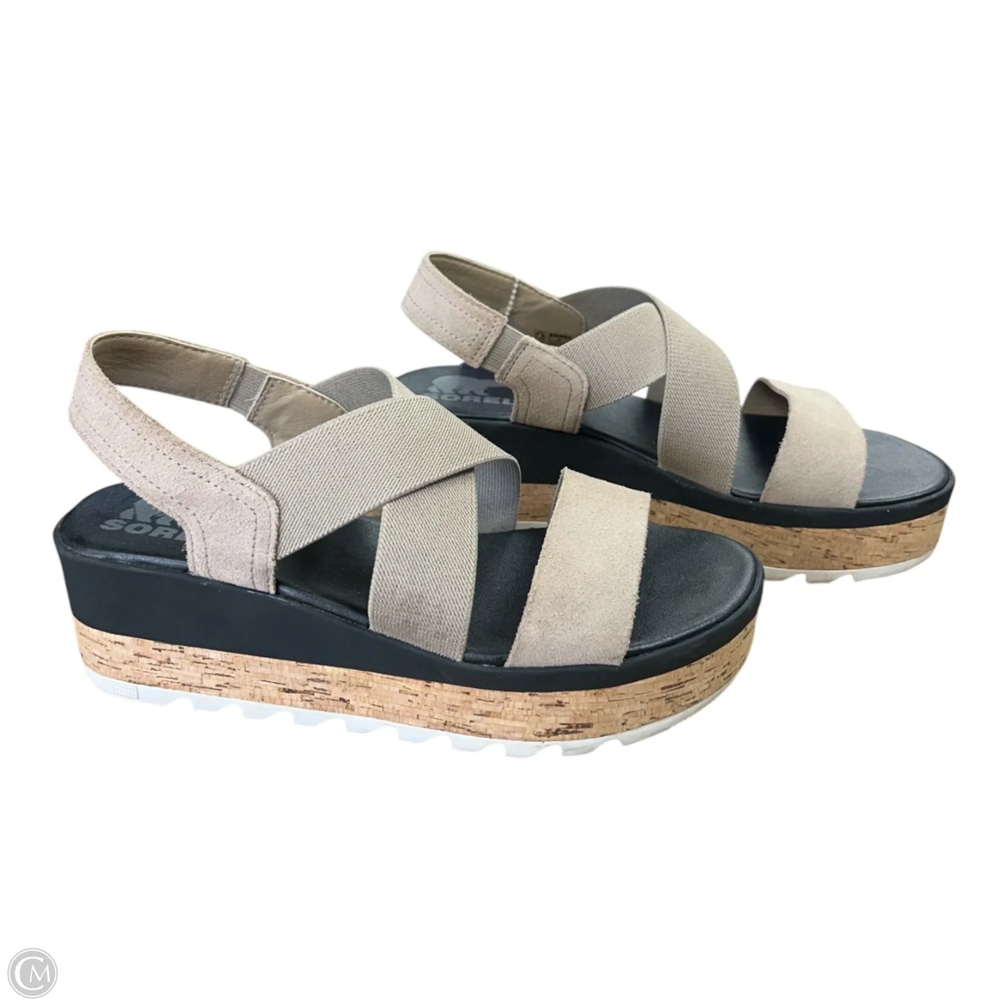 Sandals Heels Platform By Sorel In Black & Tan, Size: 7.5