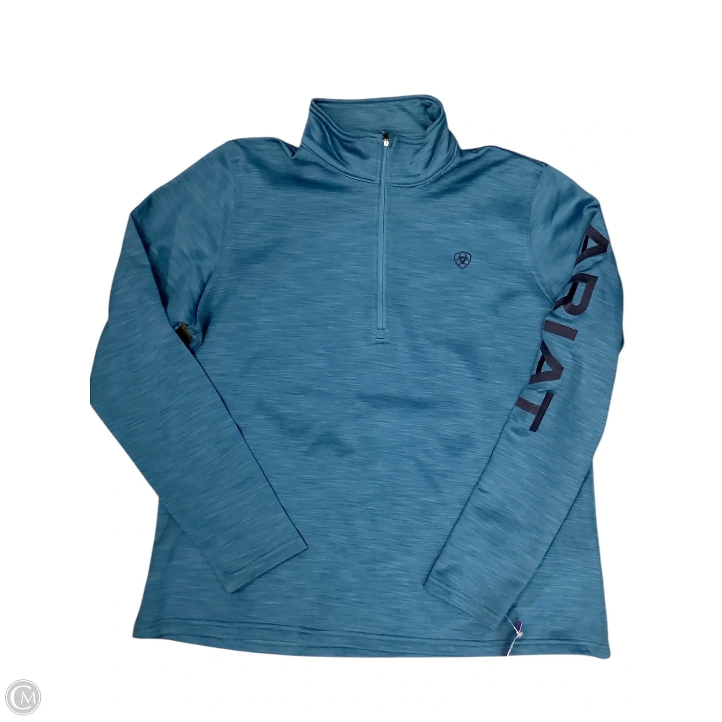 Athletic Top Long Sleeve Collar By Ariat In Blue, Size: L