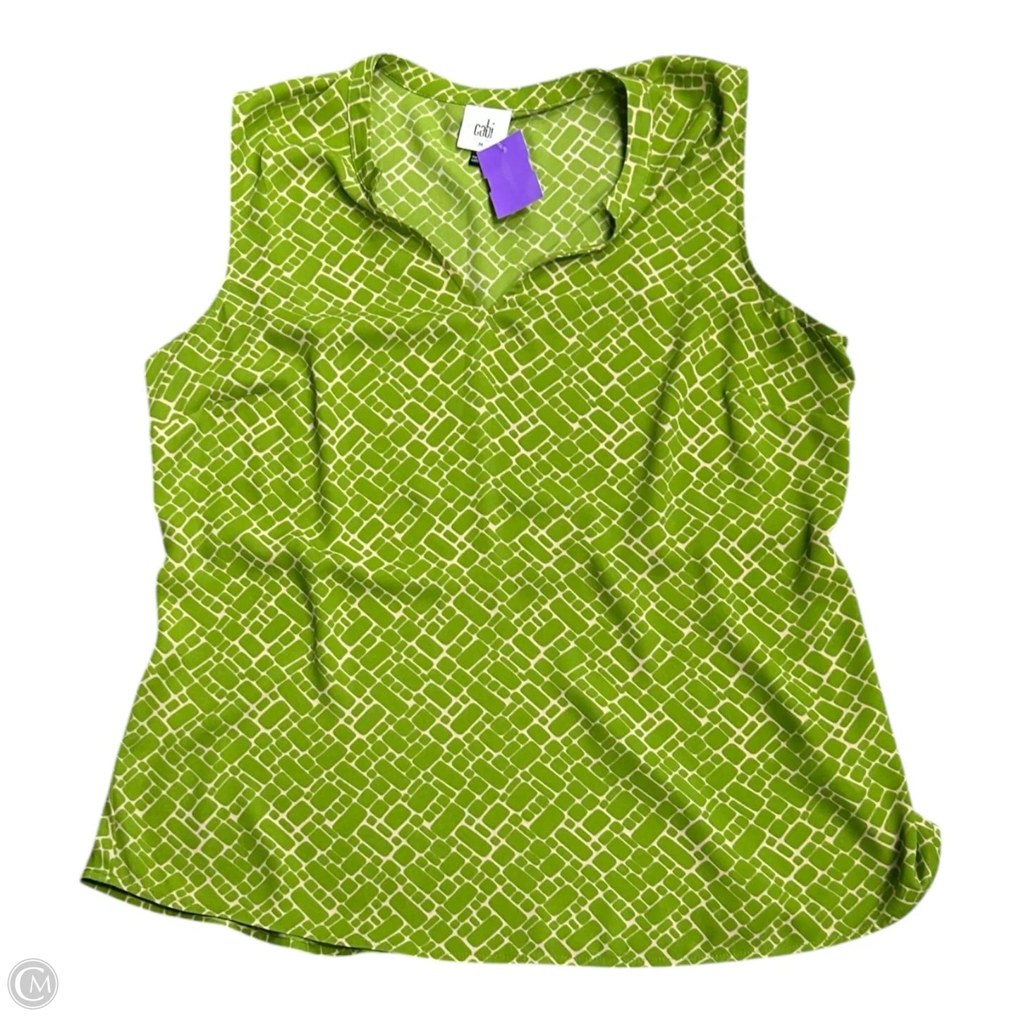 Top Sleeveless By Cabi In Green & Tan, Size: M