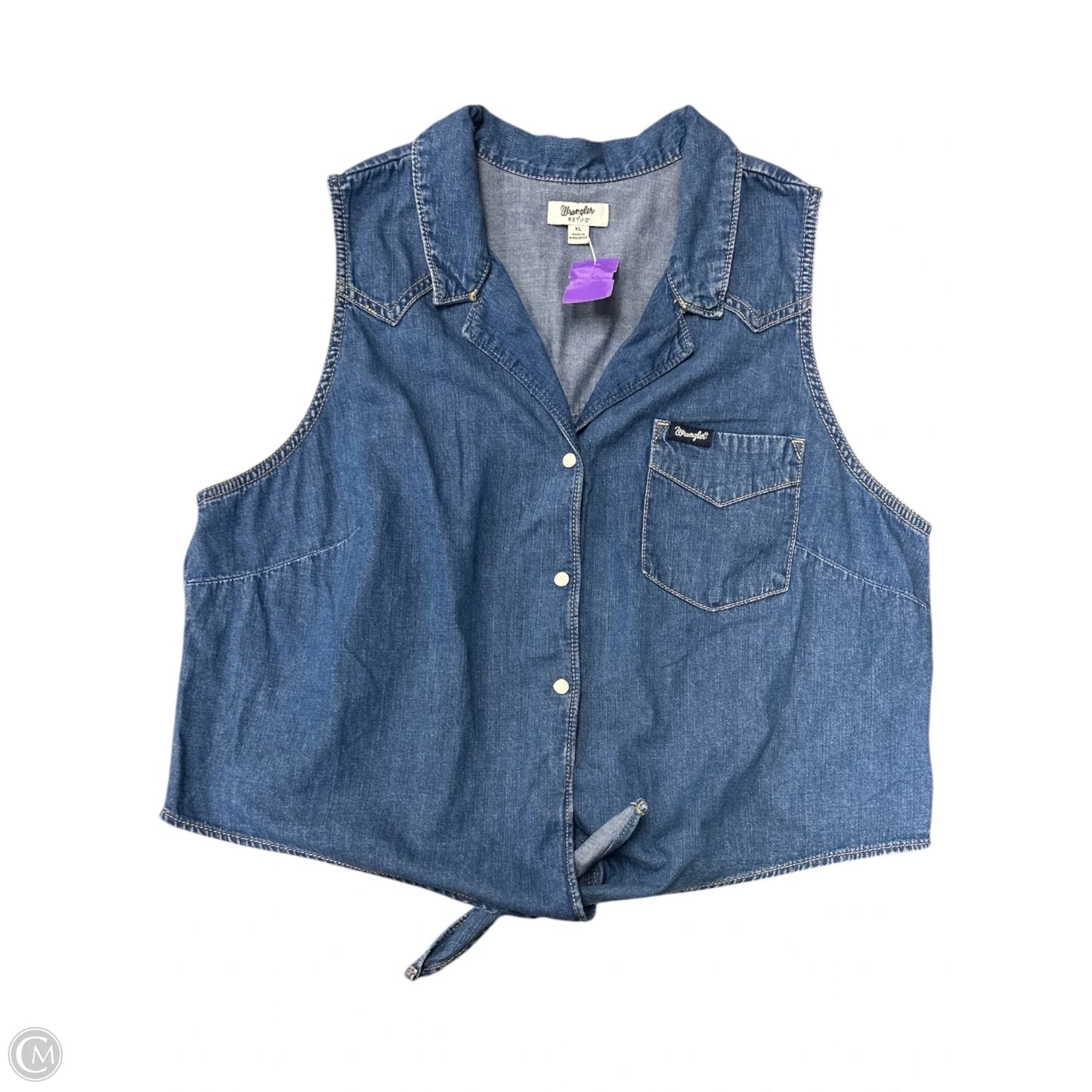 Top Sleeveless By Wrangler In Blue Denim, Size: Xl