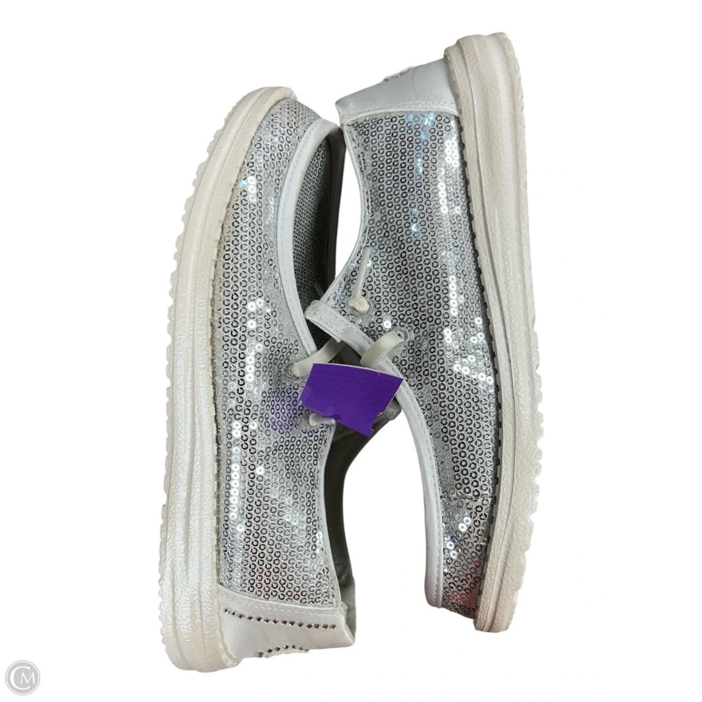 Shoes Flats By Hey Dude In Silver, Size: 7