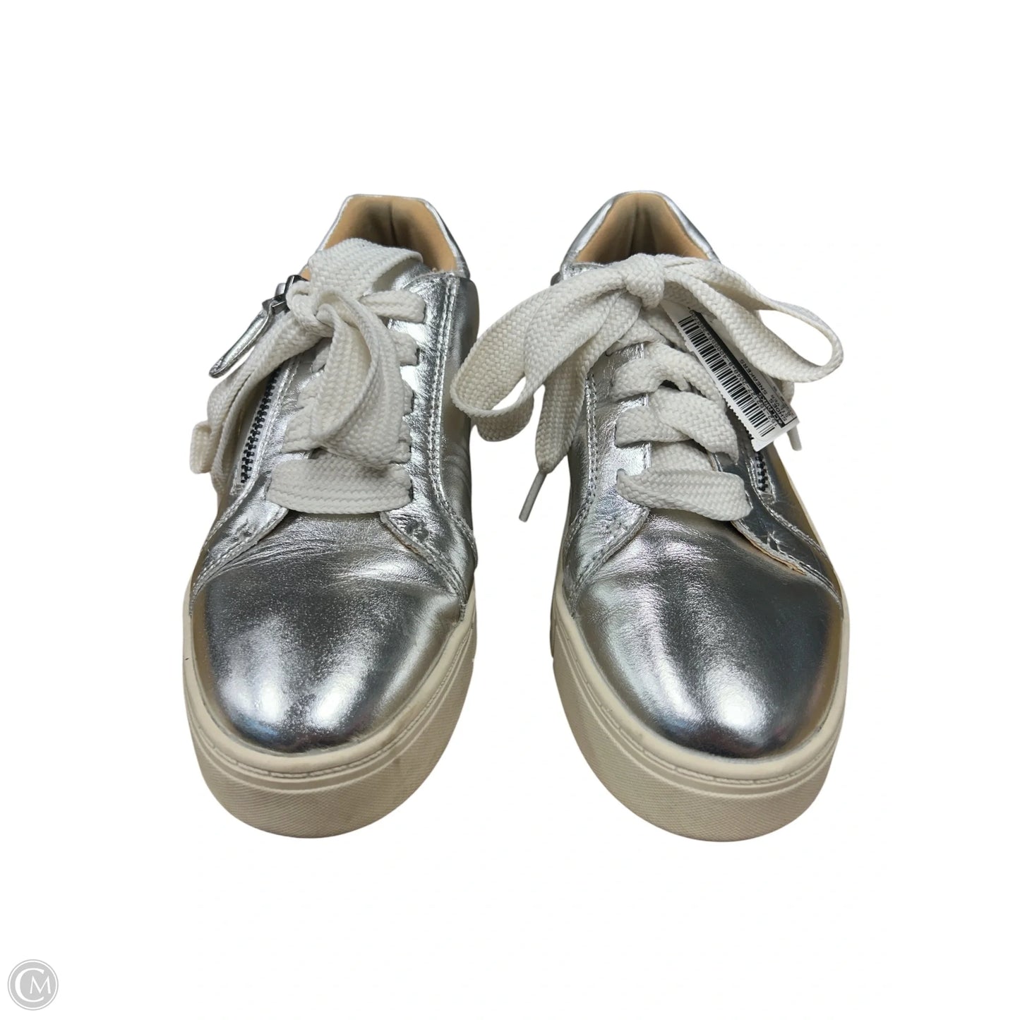 Shoes Sneakers By Clarks In Silver, Size: 6.5