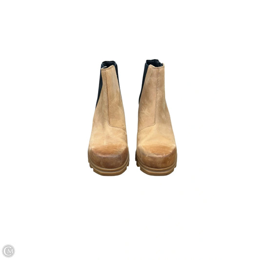 Boots Ankle Heels By Sorel In Brown & Cream, Size: 7.5