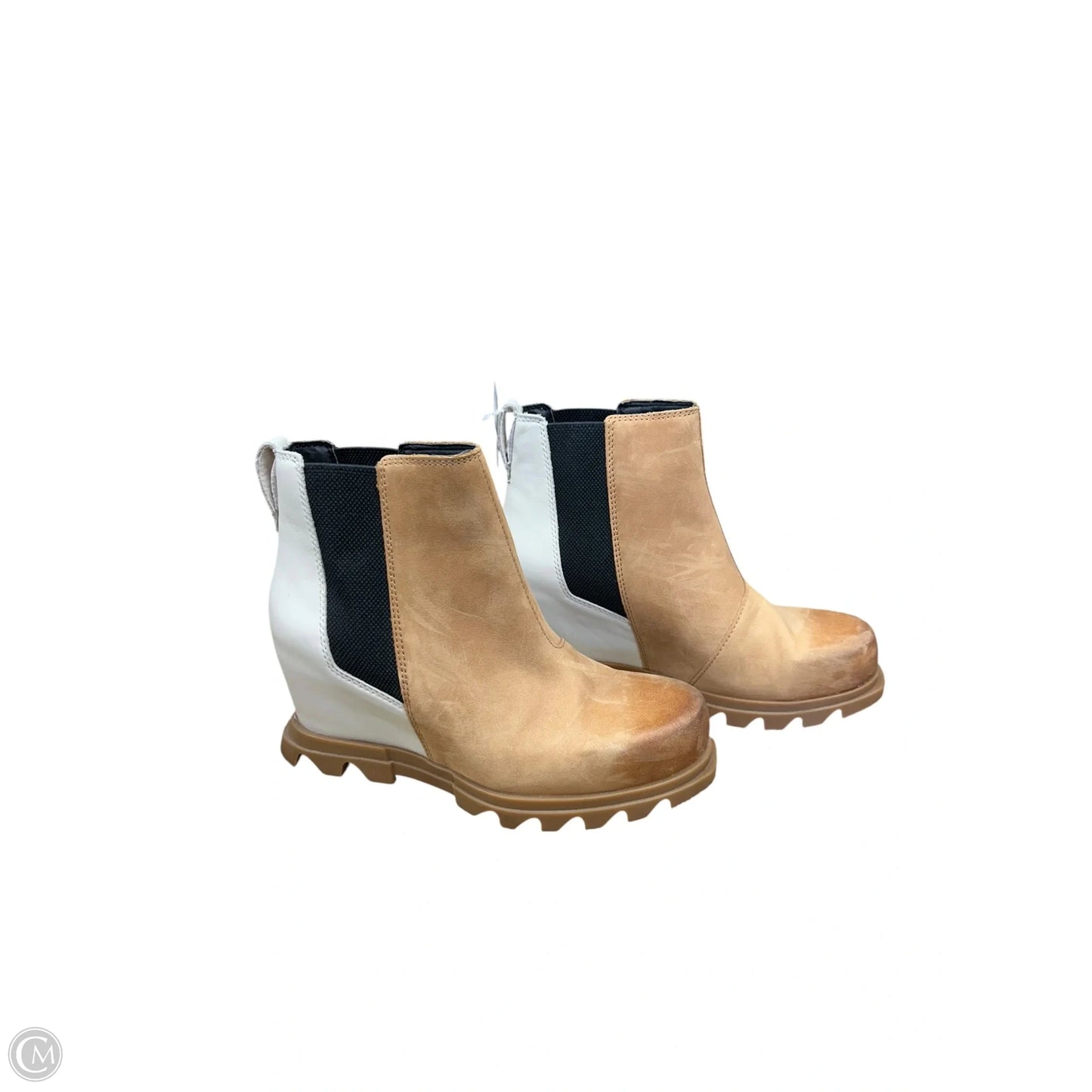 Boots Ankle Heels By Sorel In Brown & Cream, Size: 7.5