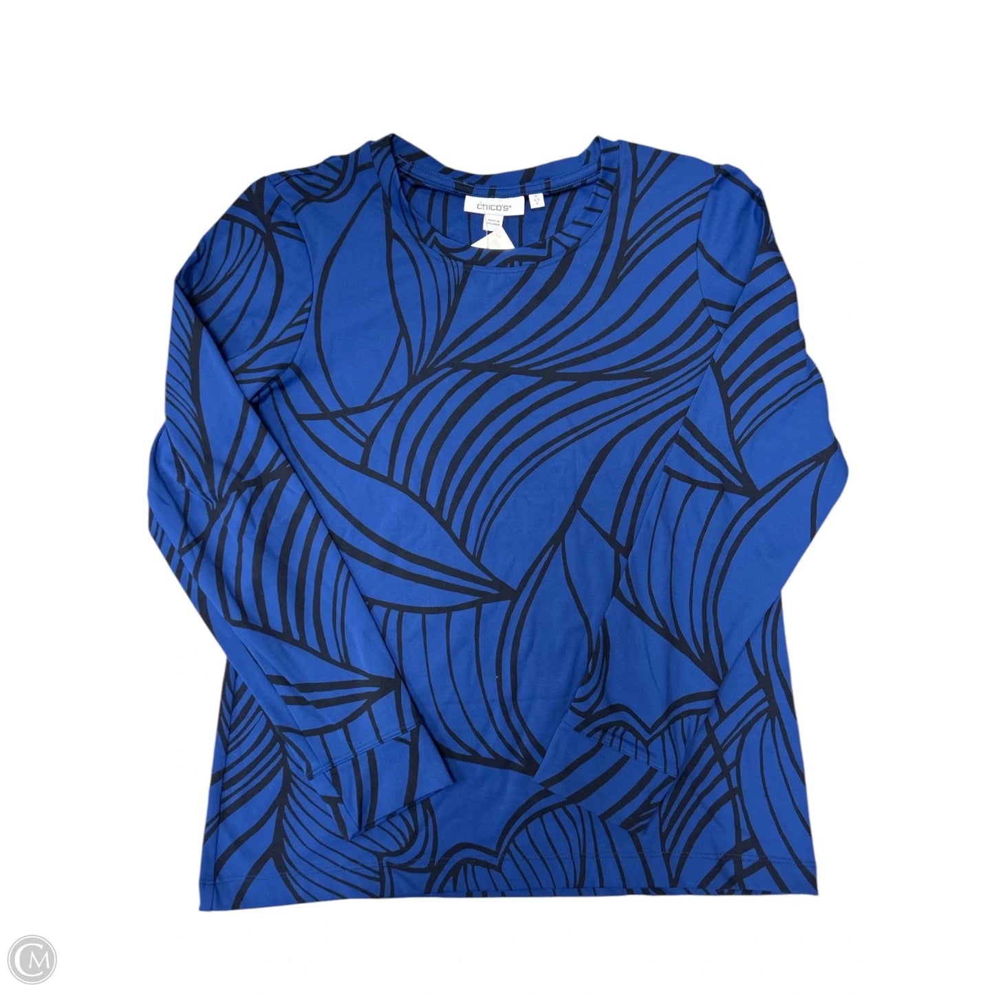 Top Long Sleeve By Chicos In Black & Blue, Size: S