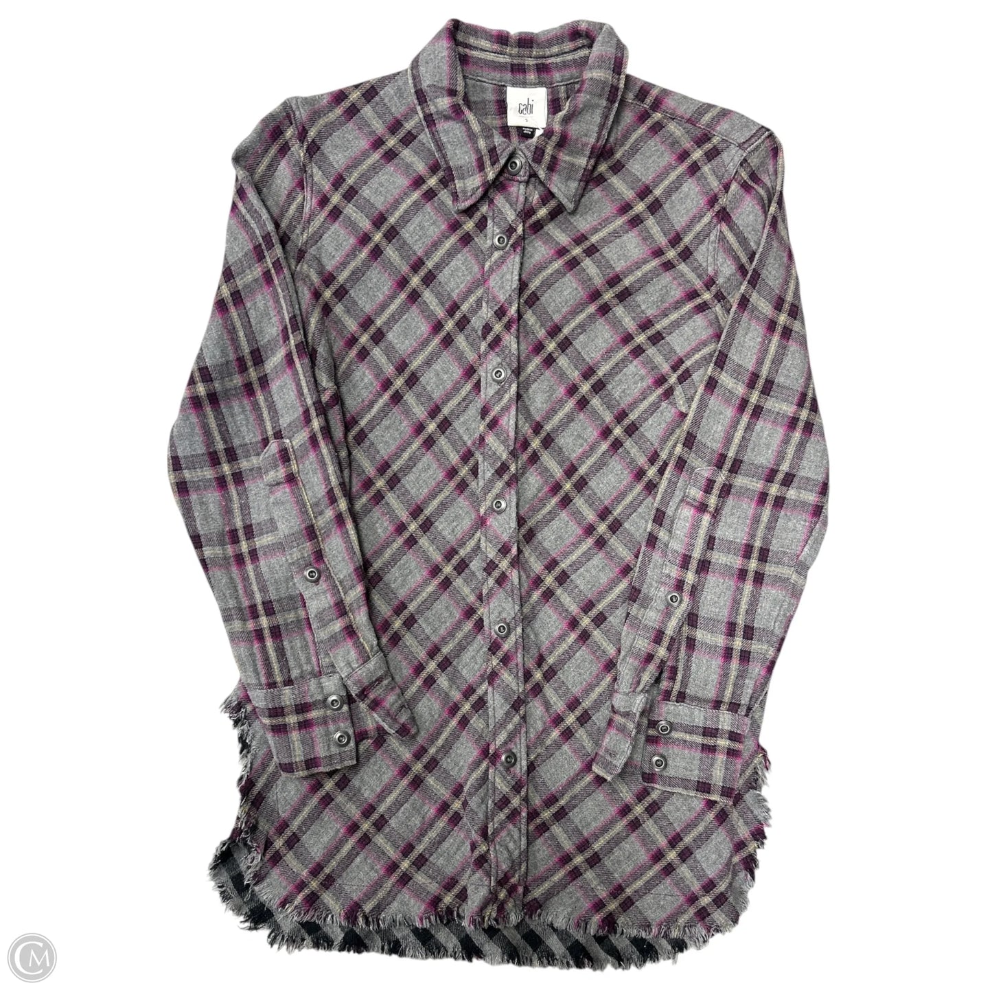 Blouse Long Sleeve By Cabi In Grey & Purple, Size: S