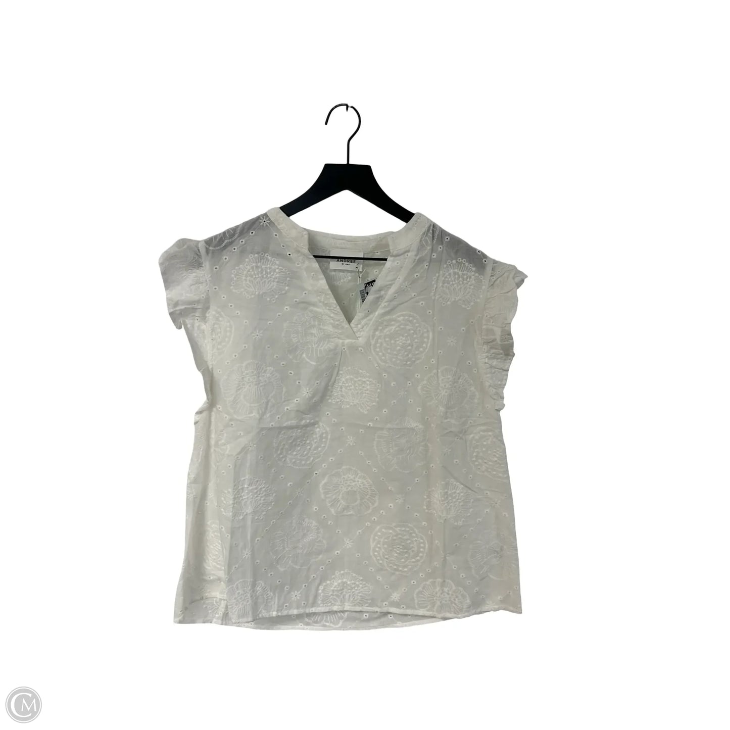 Top Short Sleeve By Andree By Unit In White, Size: M